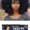girl with curly Inecto Blue Black hair dye 