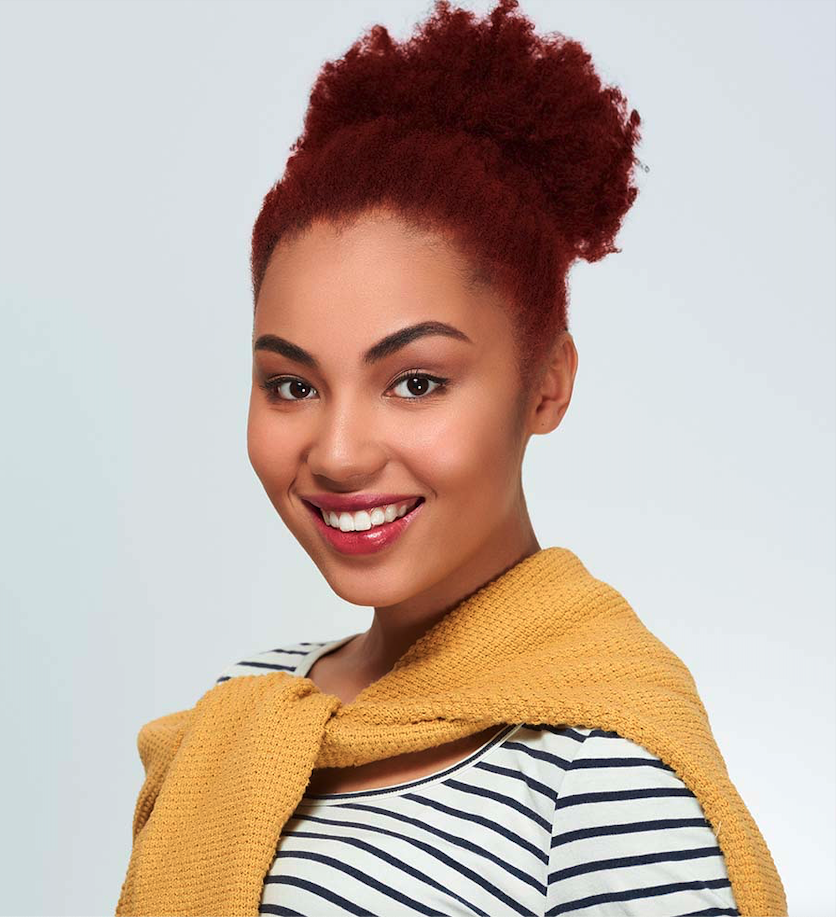 Copper red high puff with Inecto hair colour